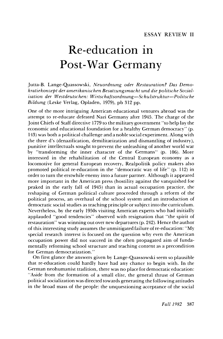 German post-war "re-education"