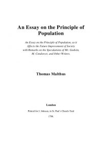 Thomas Malthus: An Essay on the Principle of Population (1798)